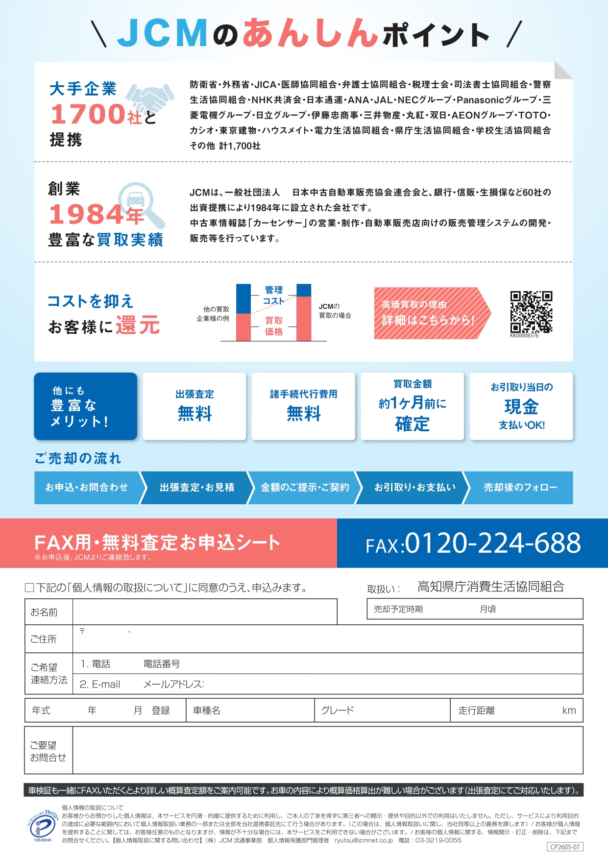 ＪＣＭは大手1700社と提携。あんしんです。